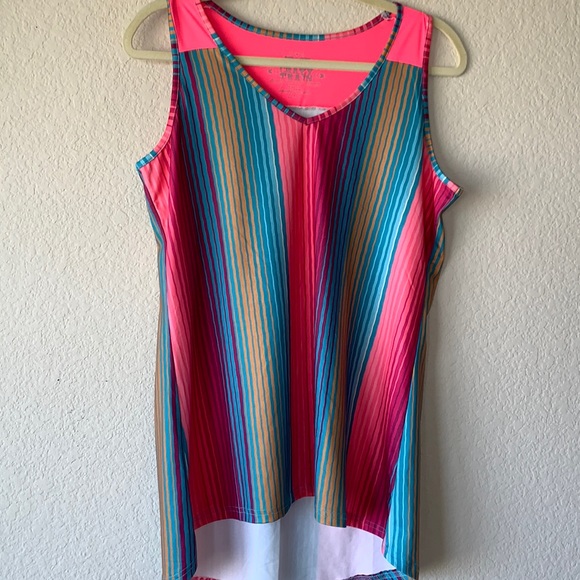 NWOT Crazy Train Serape neon tank top size small. Oversized Summer Cowgirl RODEO - Picture 4 of 8